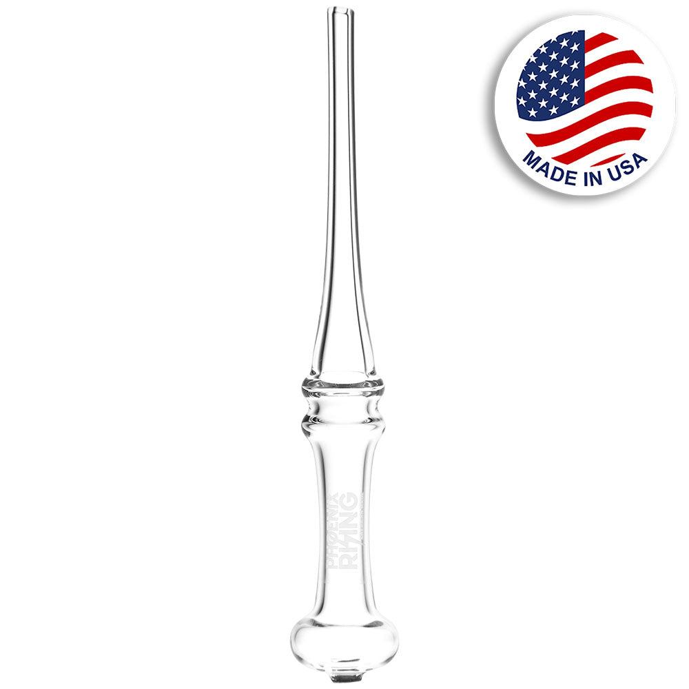 Phoenix Rising Double Ring Glass Dab Straw - 7.75" / Clear - Smoke N’ Poke