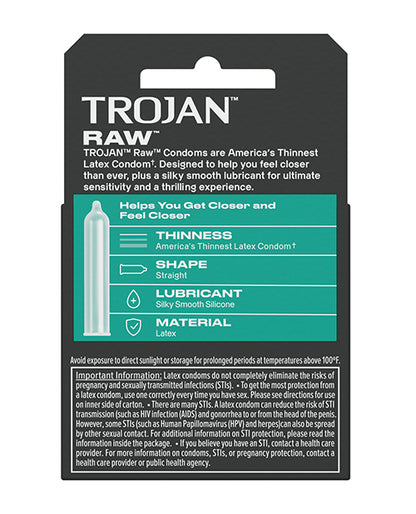 Trojan Raw Condoms - Pack of 3