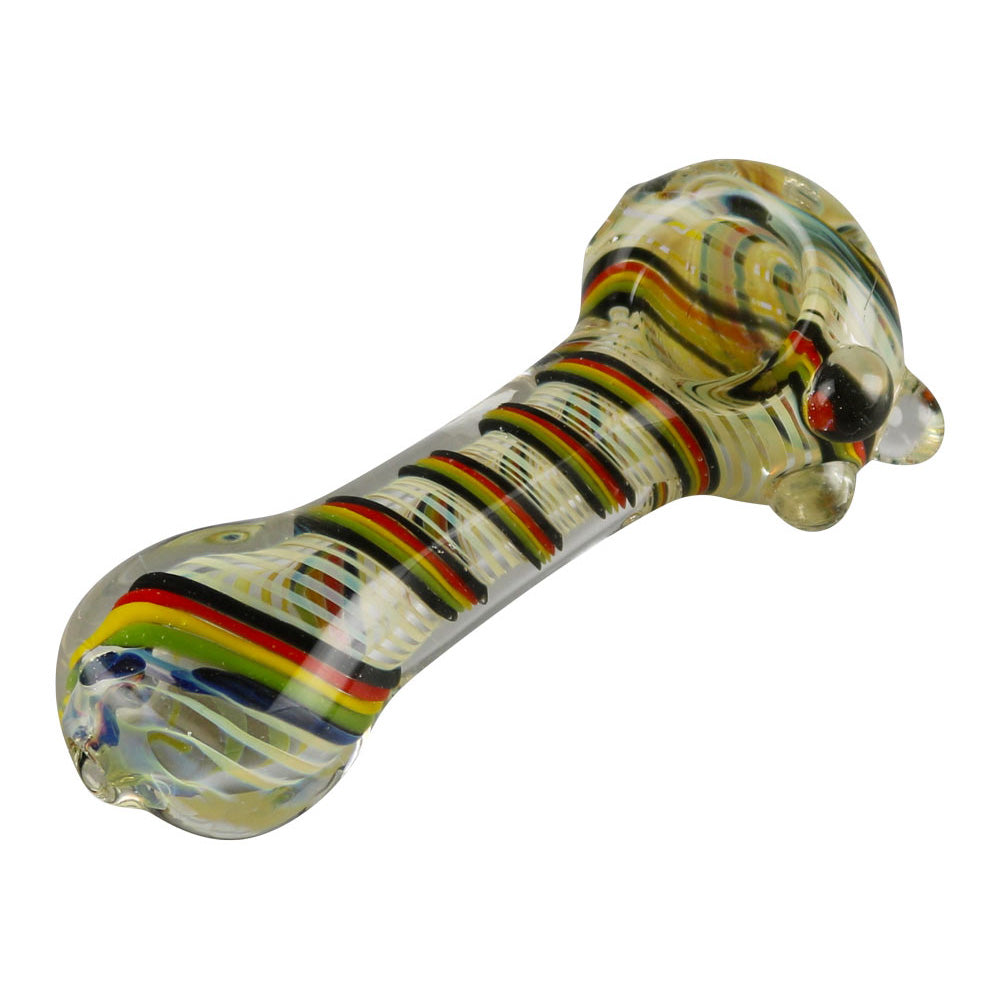 Worked Rasta Spoon Glass Pipe - Smoke N’ Poke