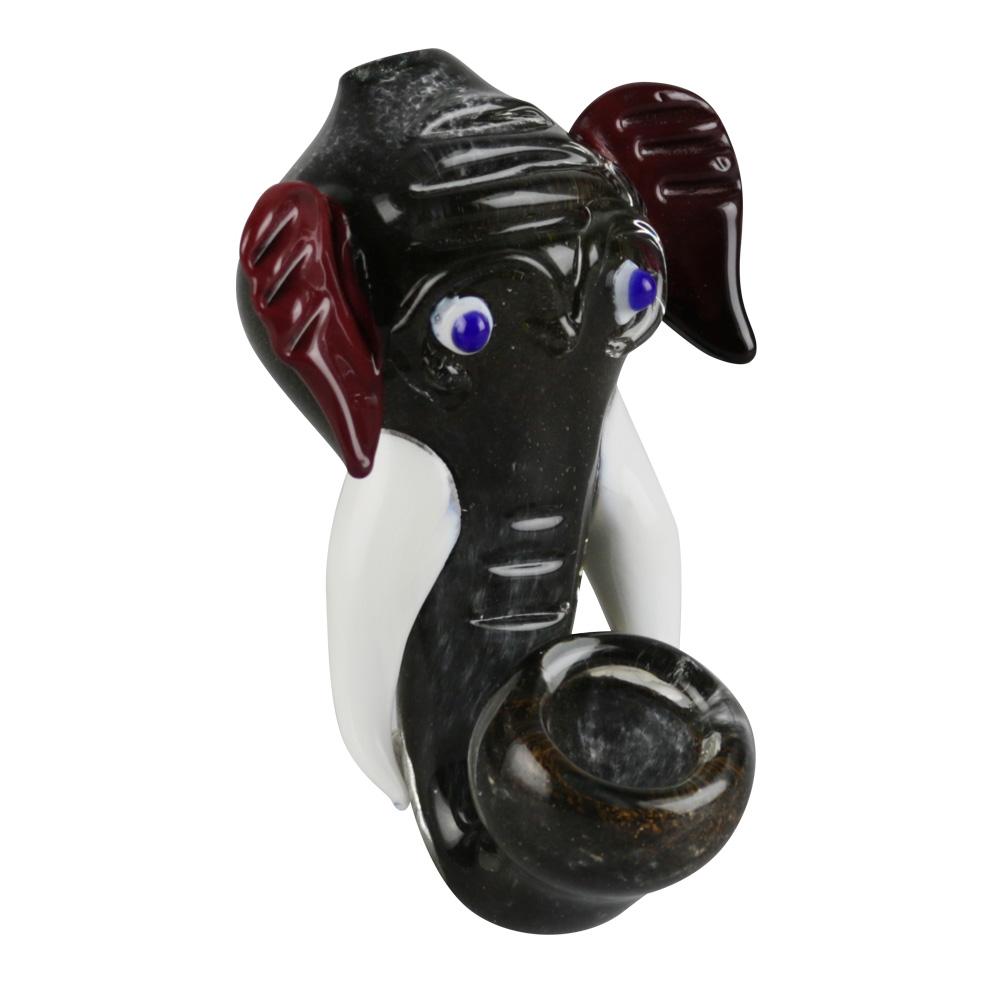 Elephant Head Fritted Sherlock Pipe - Smoke N’ Poke