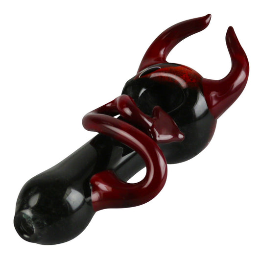 Devil Horns & Tail Fritted Hand Pipe - 5.75" - Smoke N’ Poke