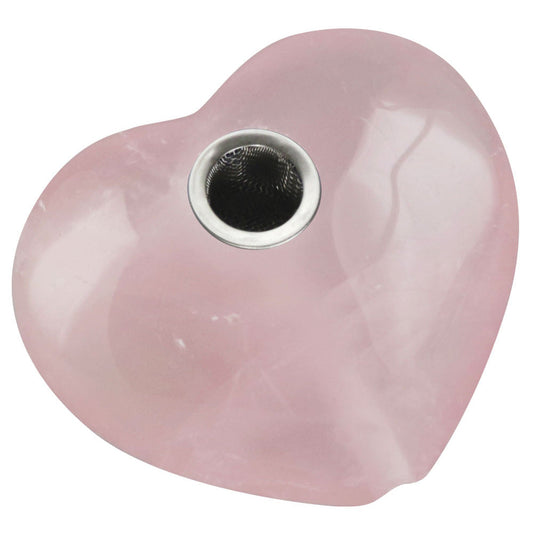 Gemstone Hand Pipe | Rose Quartz Heart - Smoke N’ Poke