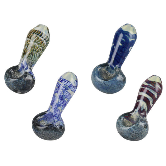 Frit & Cord Worked Spoon Hand Pipe - Smoke N’ Poke