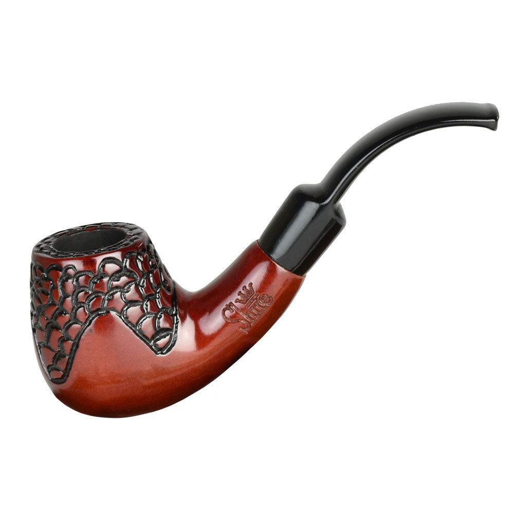 Pulsar Shire Pipes Engraved Bent Brandy Cherry Wood - 5.5" - Smoke N’ Poke