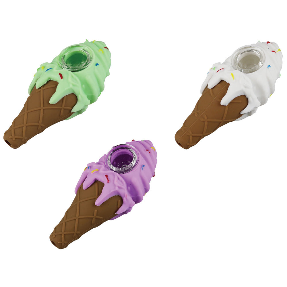 Ice Cream Silicone Handpipe - 4.5" / Colors Vary - Smoke N’ Poke