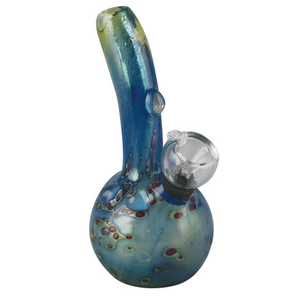 Double Glass Water Pipe- 5.25" / Grommet / Blue w/ Red Spots - Smoke N’ Poke