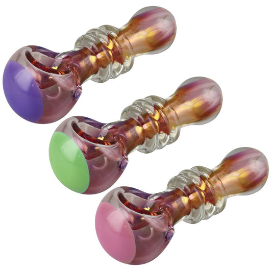 Gold Fumed Jetson Glass Spoon Pipe | Colors Vary - Smoke N’ Poke