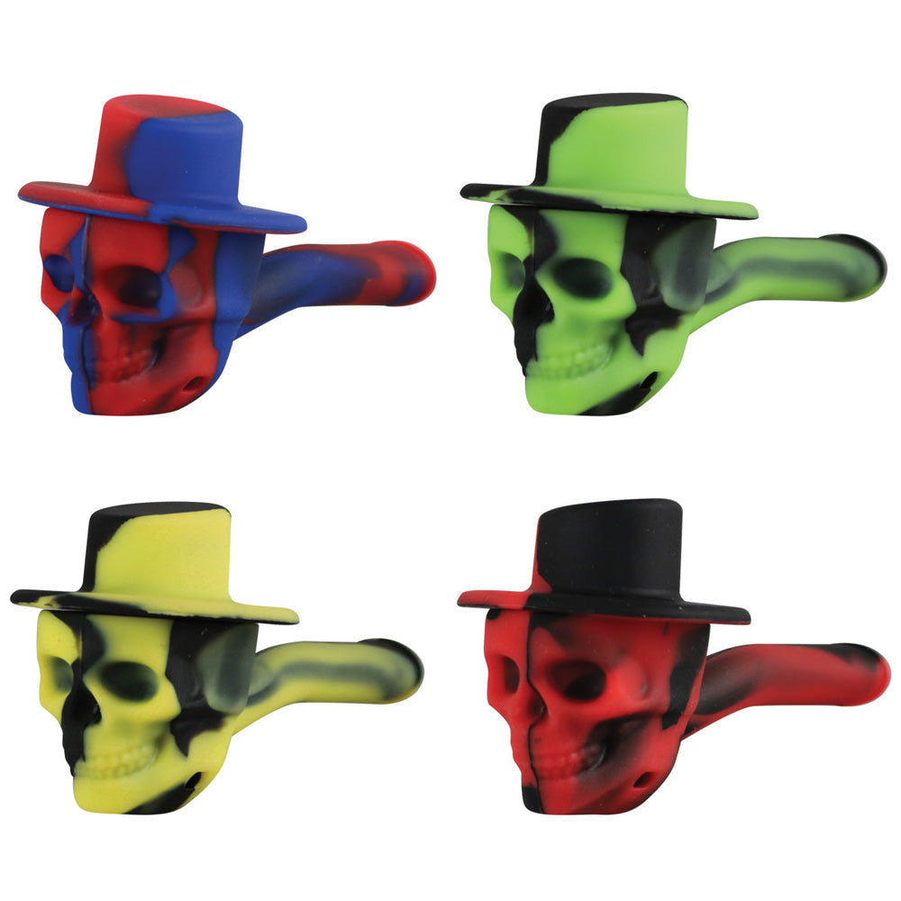 Skull Cowboy Silicone Hand Pipe w Lid - 4" / Colors Vary - Smoke N’ Poke