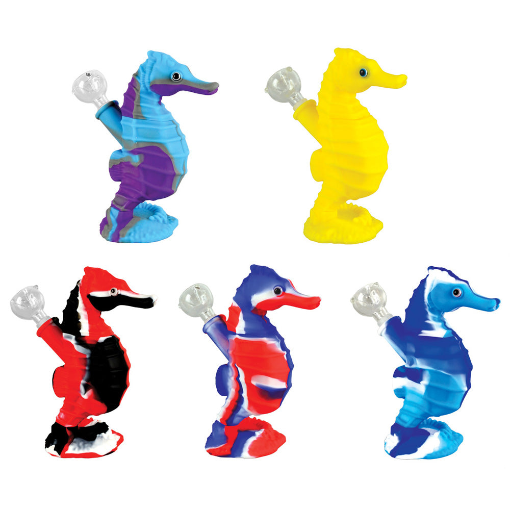 Seahorse Silicone Waterpipe - 6" / Colors Vary - Smoke N’ Poke