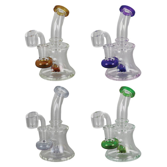 Mini Hour Glass Oil Rig - 5.25" / 14mm F / Colors Vary - Smoke N’ Poke