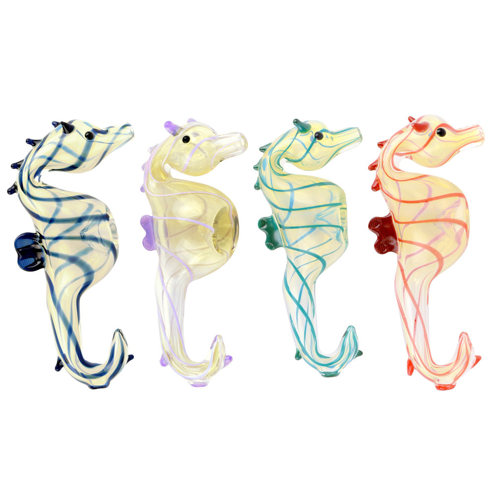 Seahorse Glass Hand Pipe - 4.75" / Colors Vary - Smoke N’ Poke