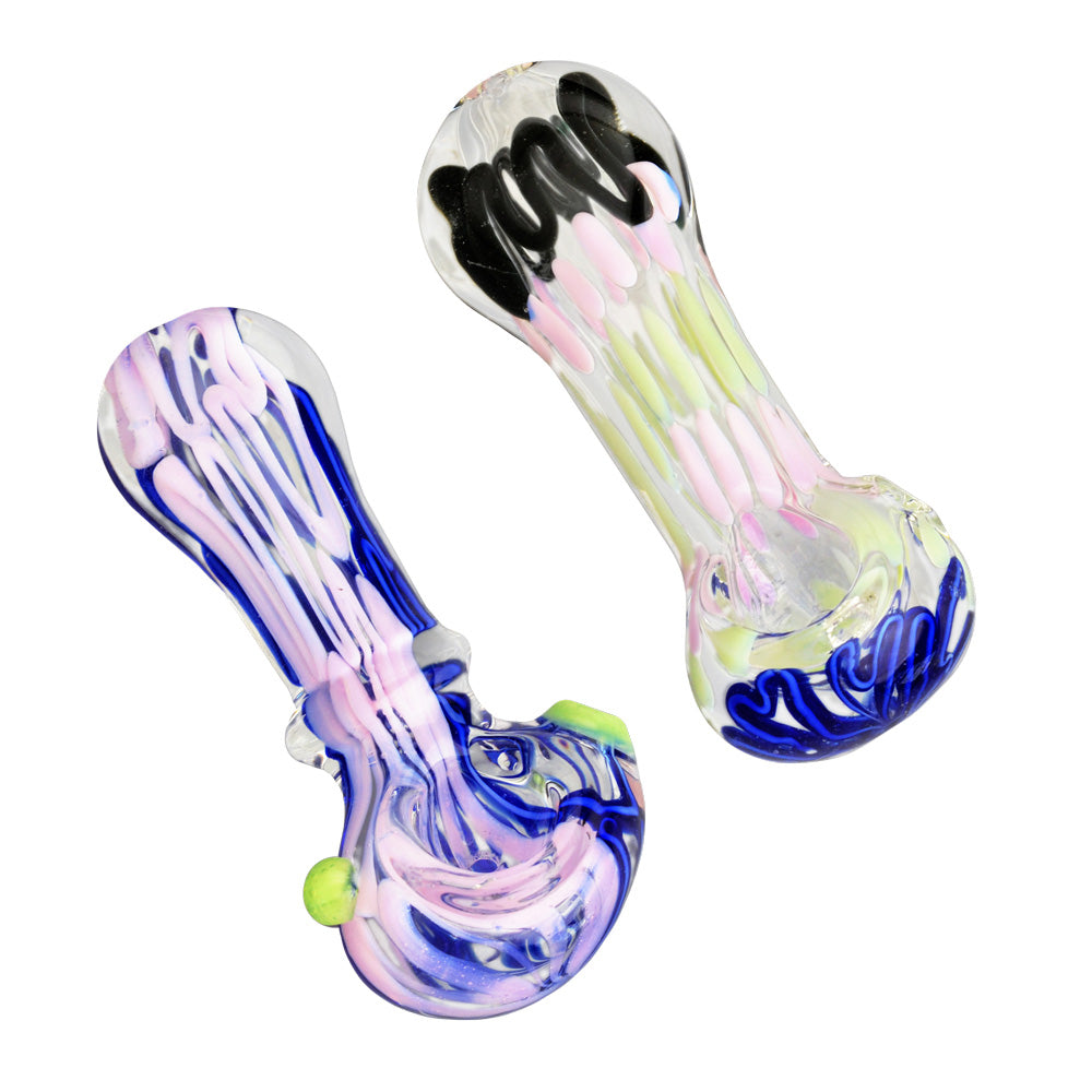 Worked Slime Strands Hand Pipe - 3.5" / Colors Vary - Smoke N’ Poke