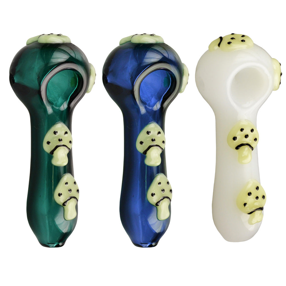 Glow in the Dark Mushroom Spoon Pipe - 4" / Colors Vary - Smoke N’ Poke