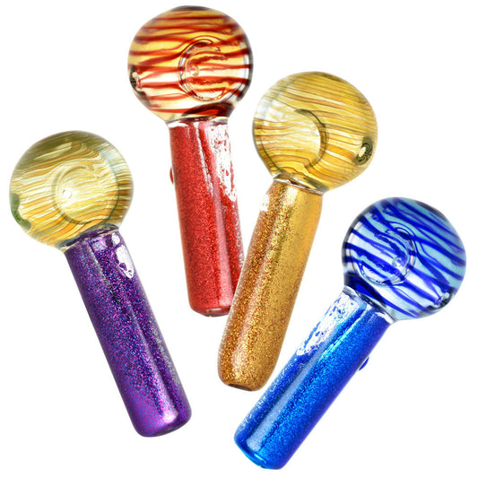 Freezable Glycerin Space Glitter Spoon Pipe - 5"/Colors Vary - Smoke N’ Poke