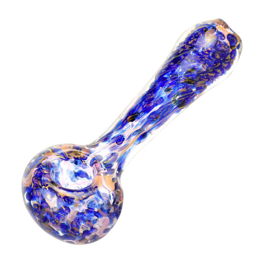 Blue and Gold Fumed Swirl Spoon Pipe - 4.5" - Smoke N’ Poke