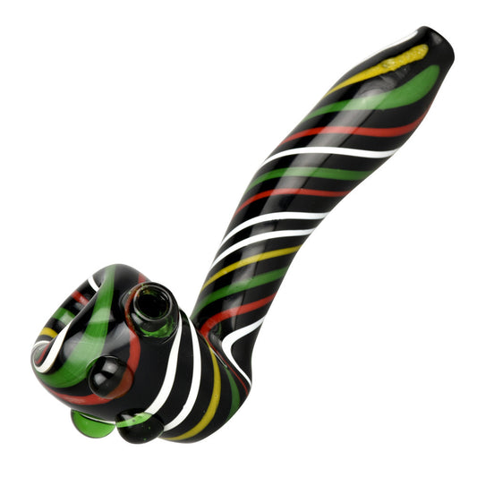 Black Rasta Candy Cane Swirl Hand Pipe - Smoke N’ Poke