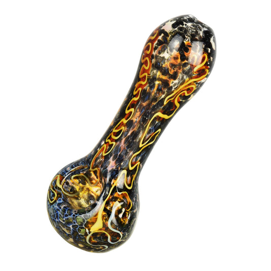 Fritted Squiggle Glass Spoon Pipe - Smoke N’ Poke