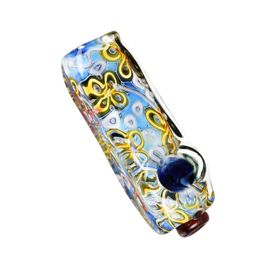 River Flowers Squared Glass Hand Pipe - Smoke N’ Poke