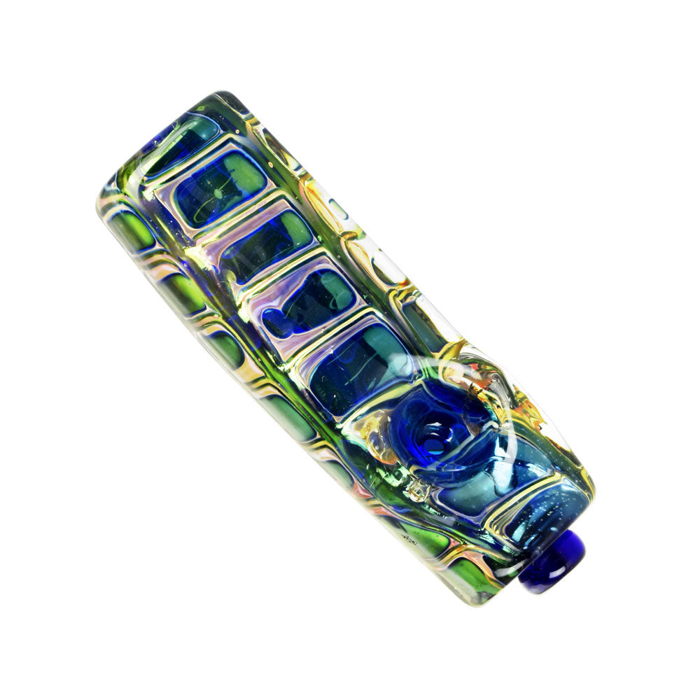 Iridescent Jewel Squared Glass Hand Pipe- 3.75" /Colors Vary - Smoke N’ Poke