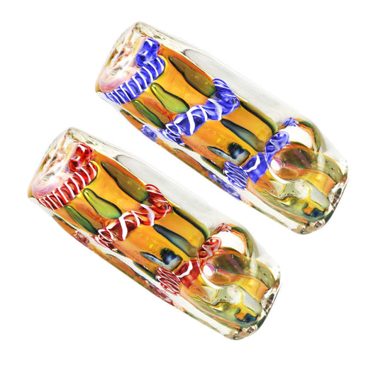 Fumed Metallic Abstract Squared Hand Pipe - 3" / Colors Vary - Smoke N’ Poke