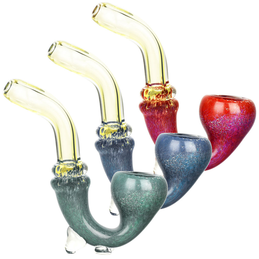 Fritted Flow Stand-up Glass Sherlock Pipe - 5" / Colors Vary - Smoke N’ Poke