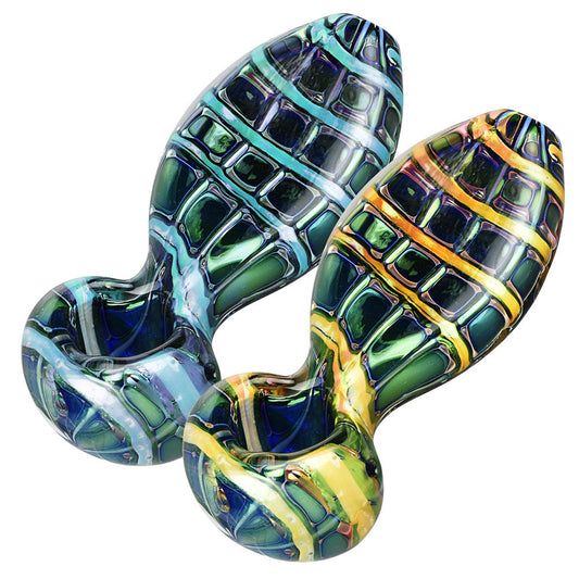 Iridescent Jewel Flat Neck Glass Pipe - 4.5" / Colors Vary - Smoke N’ Poke