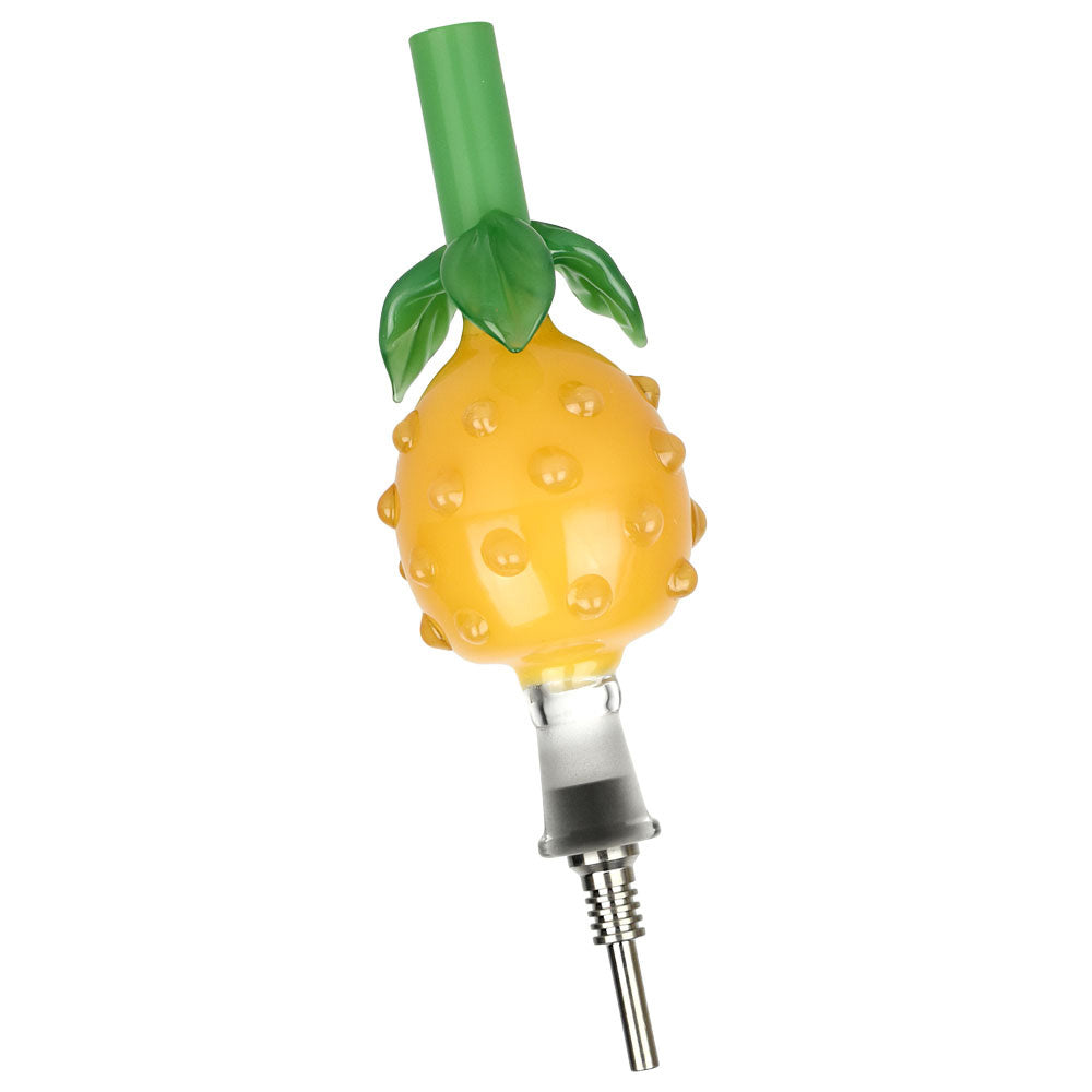 Perky Pineapple Glass Honey Straw w/ Titanium Tip - 6" - Smoke N’ Poke