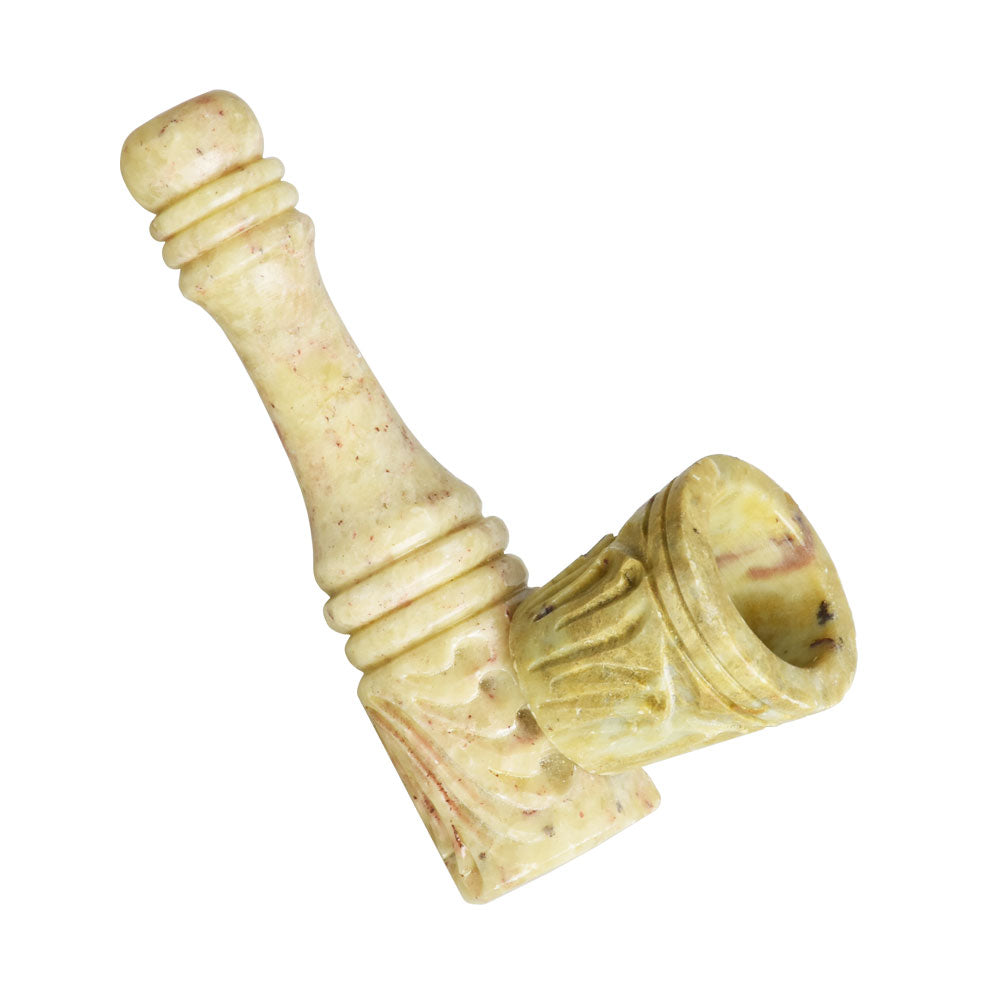 Decoratively Carved Stone Pipe w/ Removable Bowl - 3"/Varied - Smoke N’ Poke