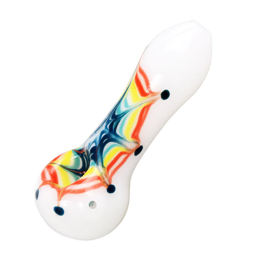 Rainbow Web Color Spiral Glass Hand Pipe- 4.5" - Smoke N’ Poke