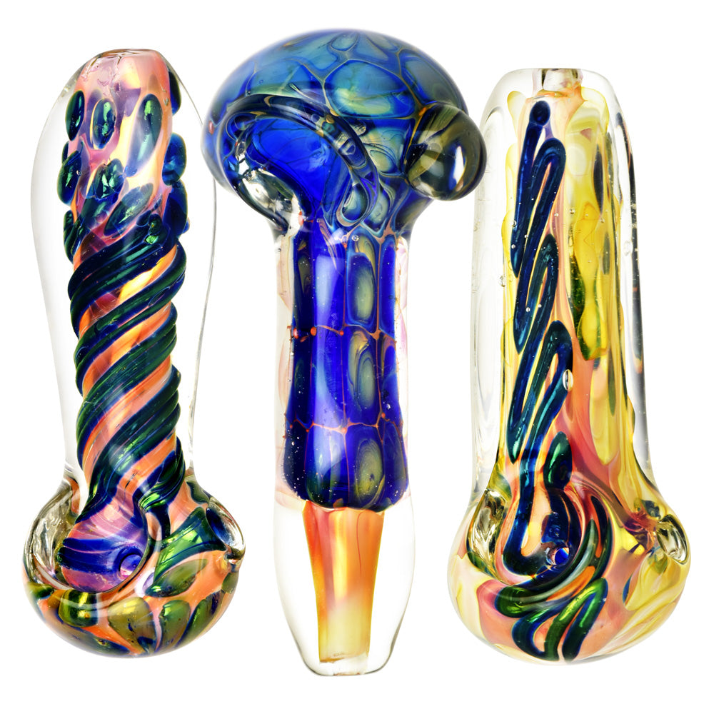 Metallic Fumed Glass Spoon Pipe- 3.75" - Smoke N’ Poke