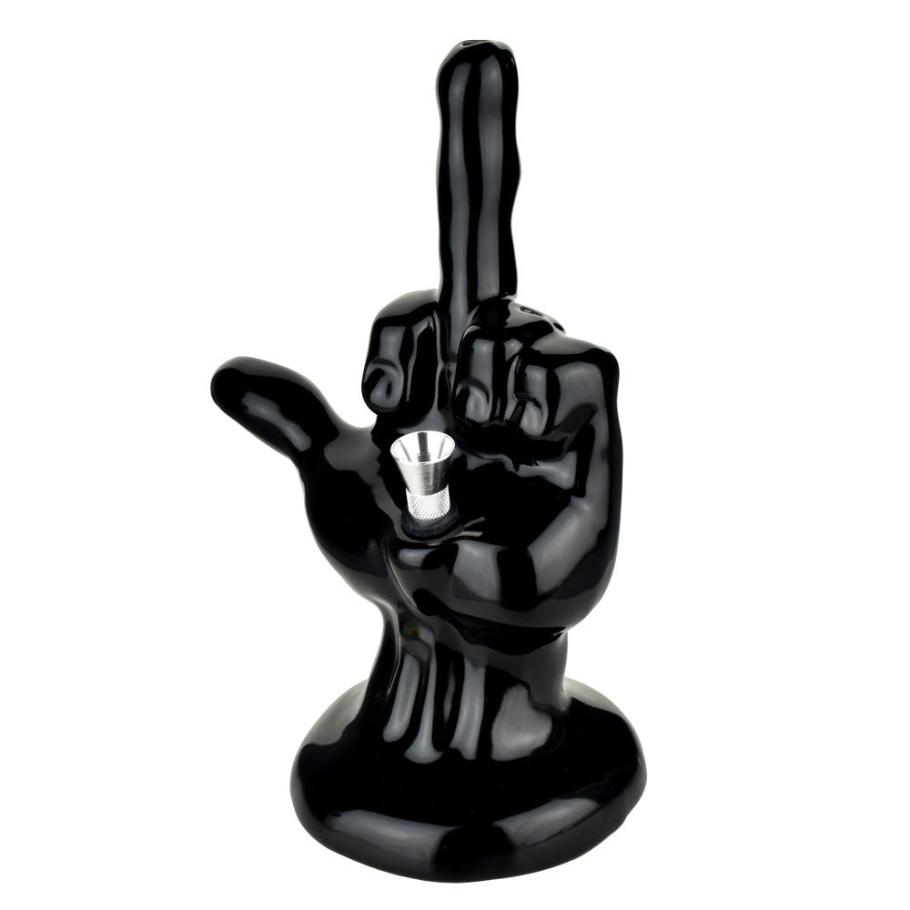 One-Fingered Salute Ceramic Bong - Smoke N’ Poke