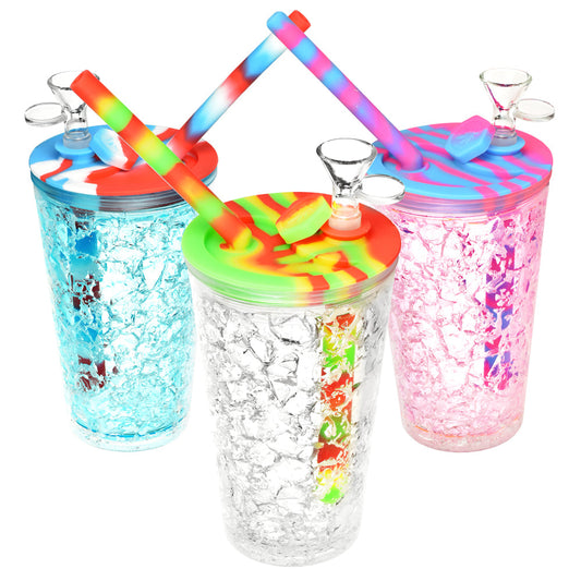 Cooling Freeze Travel Cup Bubbler - 6" /14mm F /Colors Vary - Smoke N’ Poke