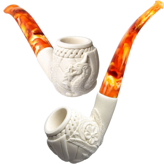 Standard Meerschaum Pipe - 5.5" / Embossed Dragon - Smoke N’ Poke