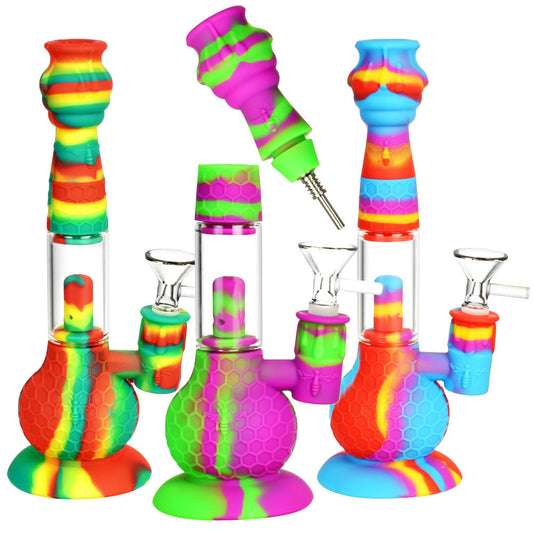 Honey Bee 2 in 1 Water Pipe/Dab Straw- 9"/14mm F/Colors Vary - Smoke N’ Poke