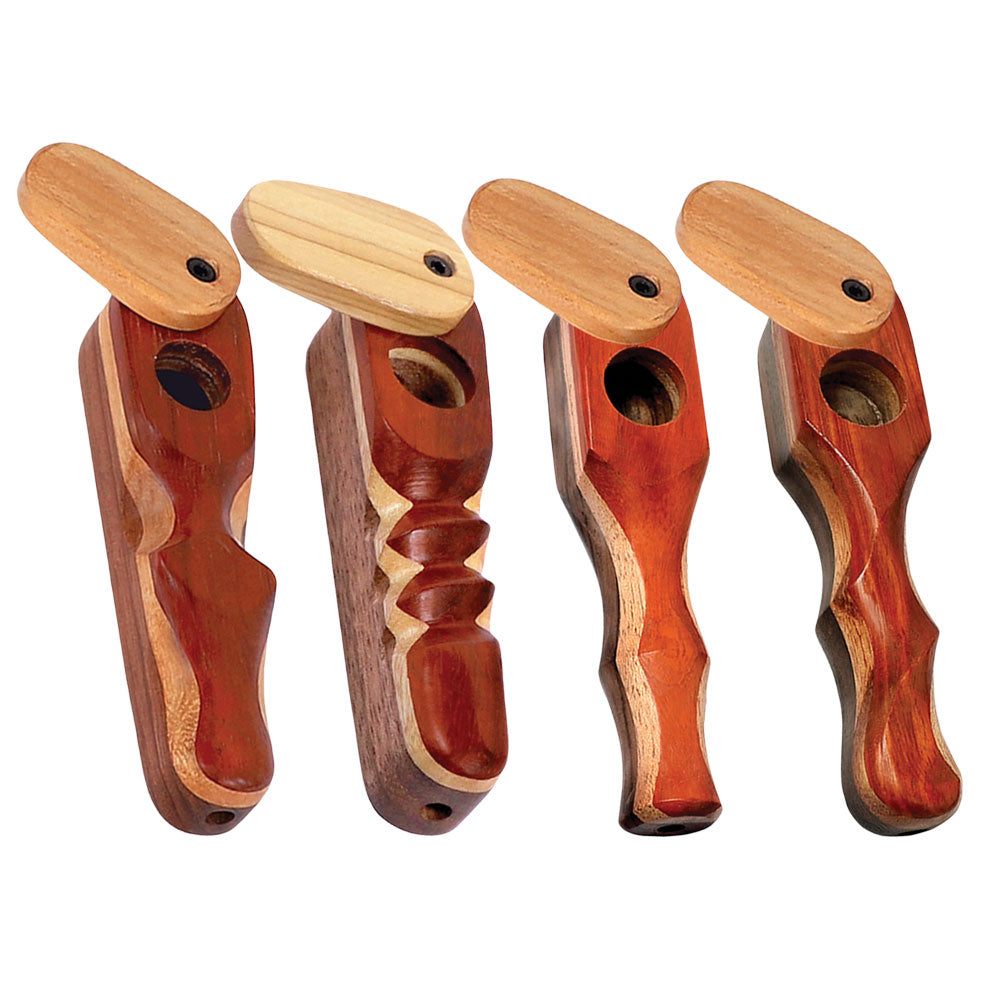 Padauk Wood Spoon Pipe w/ Swivel Lid - Smoke N’ Poke