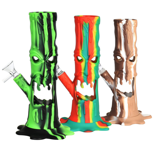 Scary Tree Silicone/Glass LED Water Pipe - 9"/14mm F/Colors Vary - Smoke N’ Poke