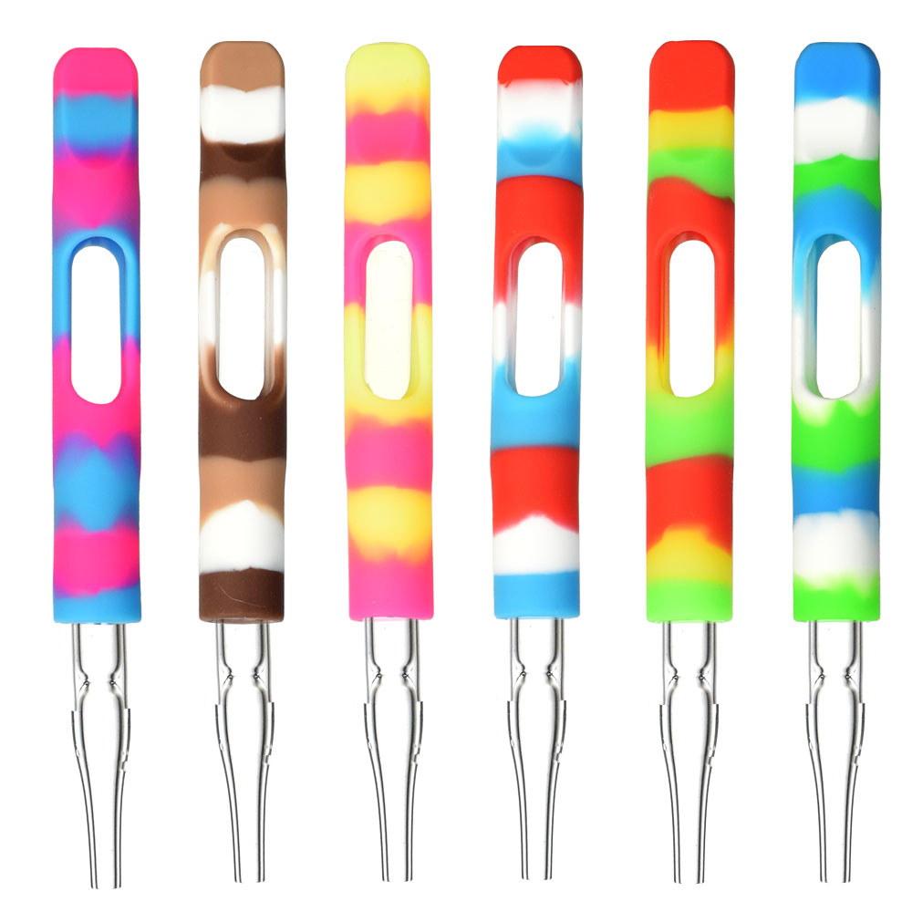 Silicone Wrapped Dab Straw - 3.75" / Colors Vary - Smoke N’ Poke