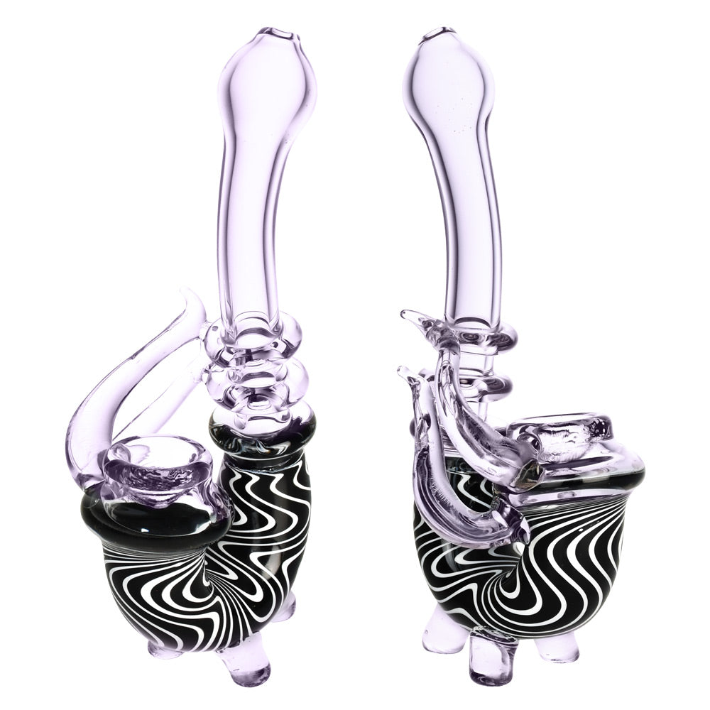 Pipa Sherlock vertical con ondas psicodélicas en blanco y negro - 7"