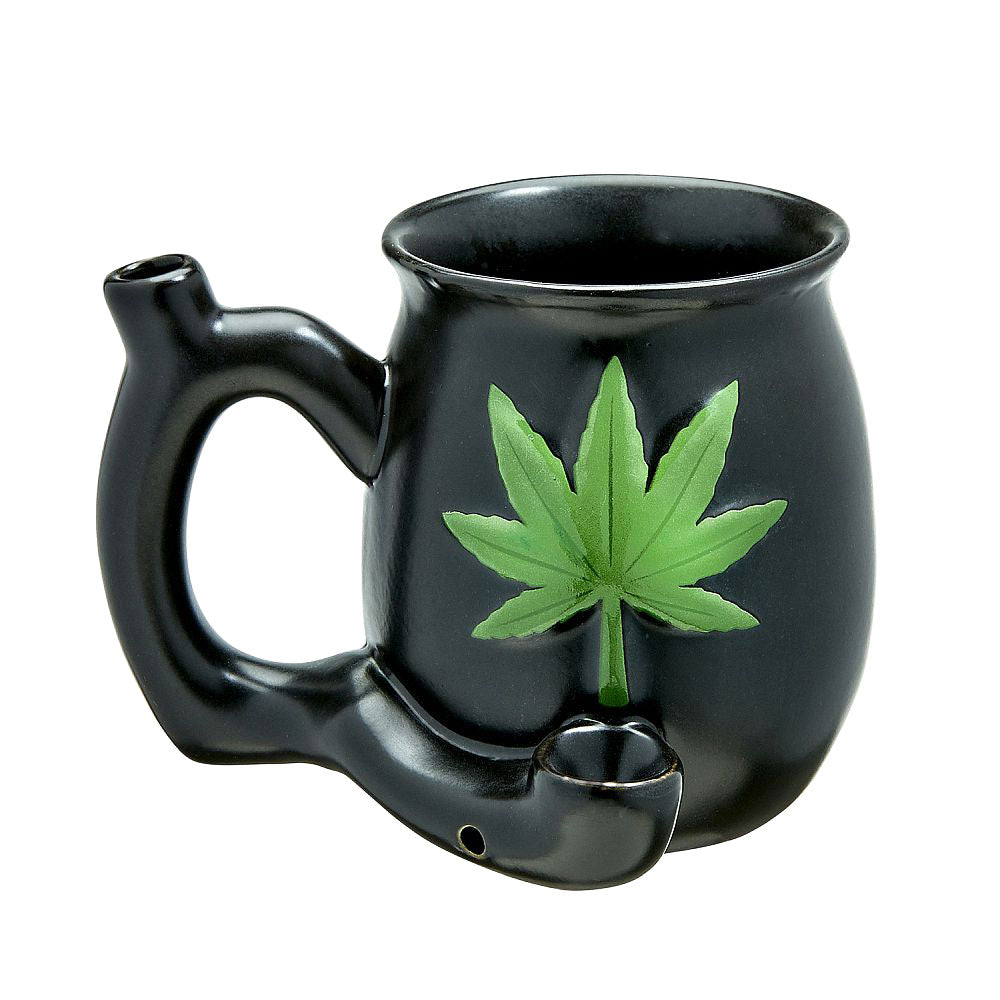 Embossed Hemp Leaf Ceramic Pipe Mug - Smoke N’ Poke