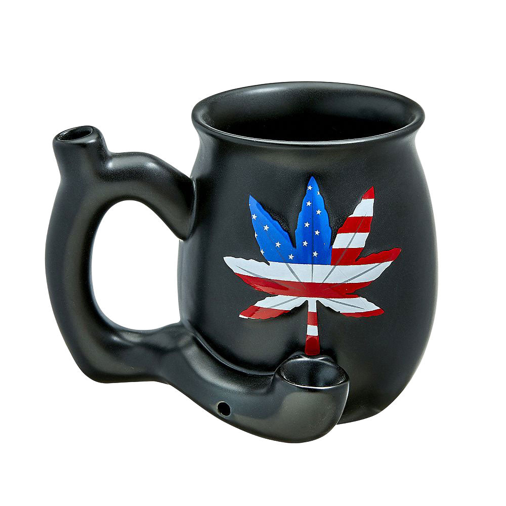 Embossed Hemp Leaf Ceramic Pipe Mug - Smoke N’ Poke