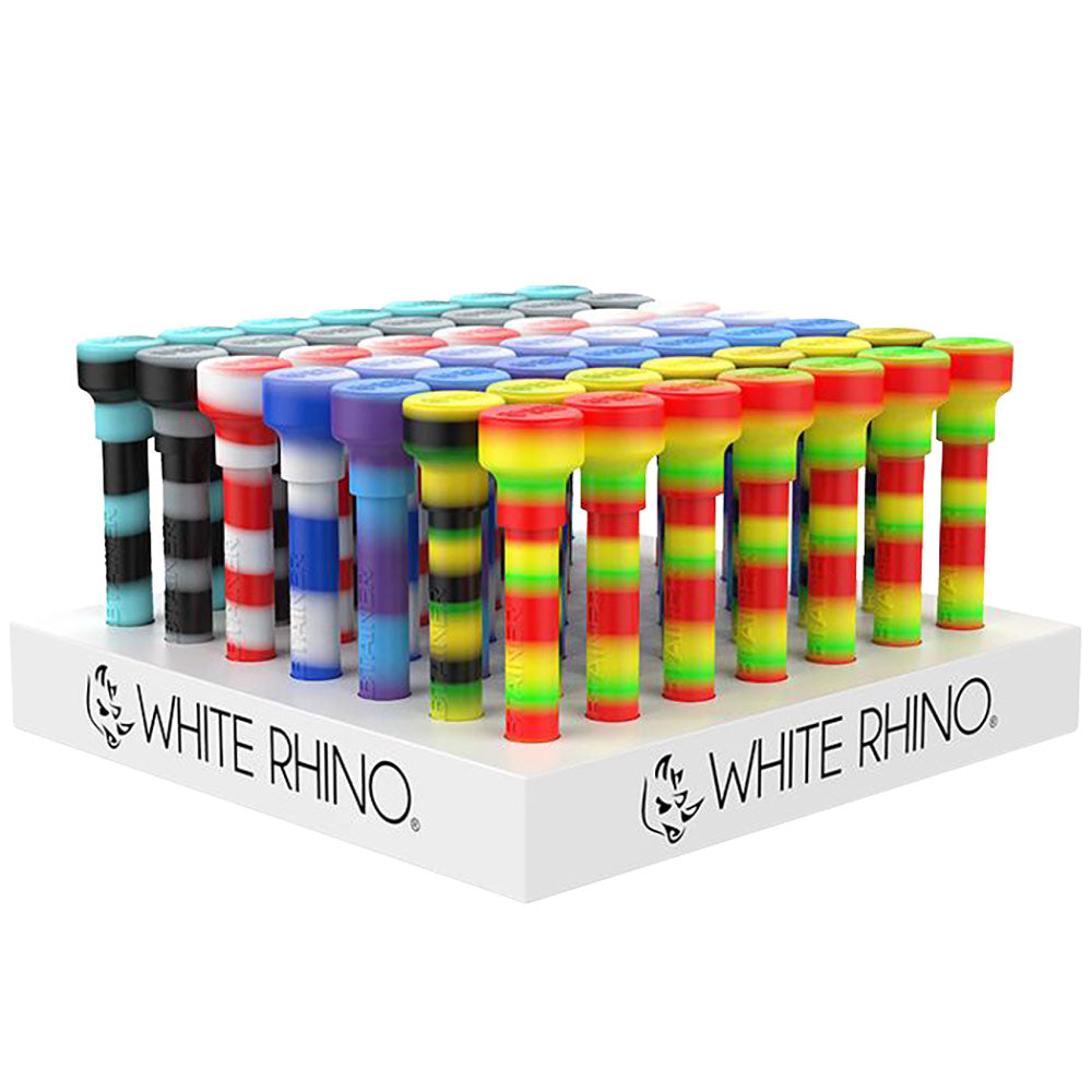 49PC DISP - White Rhino Dabtainer Silicone Straw/Storage - Asst - Smoke N’ Poke