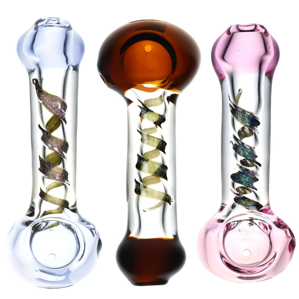 Clear Glass Spoon Pipe w/ Dicro Twist - 4.75" / Colors Vary - Smoke N’ Poke