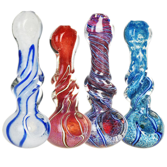 Mid Twist Marbled Spoon Pipe - 4.5" / Colors Vary - Smoke N’ Poke