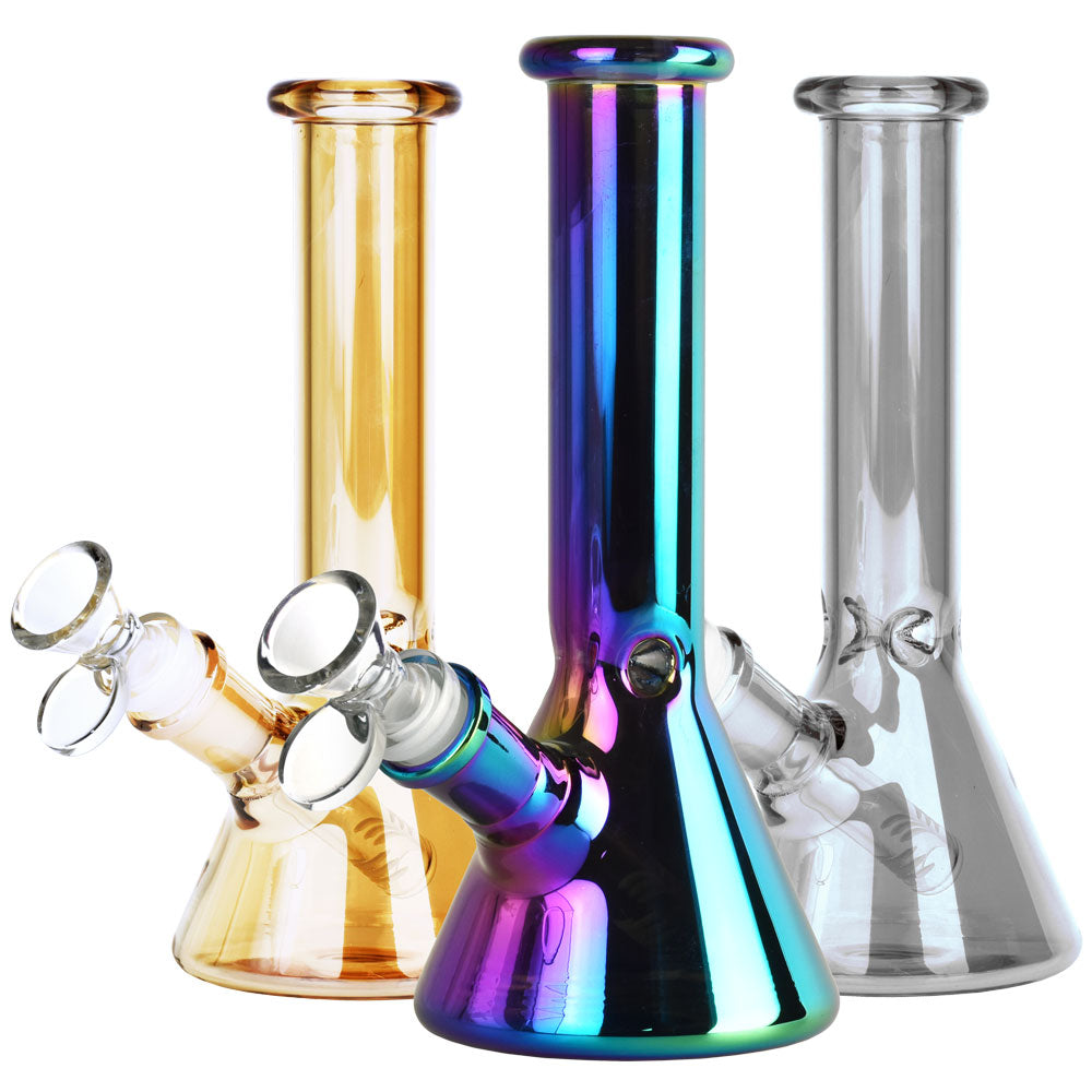 Oil Slick Beaker Water Pipe - 8" / 14mm F / Colors Vary - Smoke N’ Poke