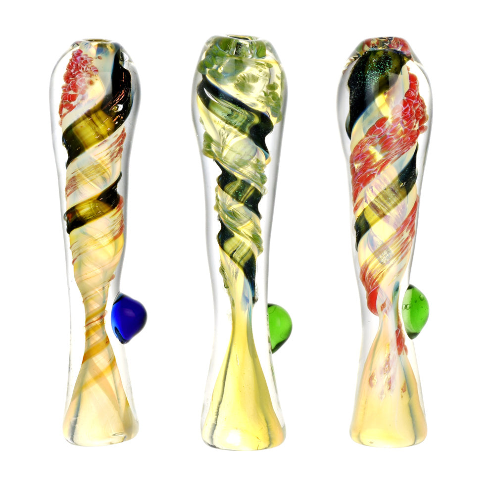 Dichro Candy Swirl Glass Taster w/ Marble - 3.5"/Colors Vary - Smoke N’ Poke