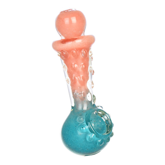 Pastel Ombre Textured Glass Hand Pipe w/ Marbles - Smoke N’ Poke