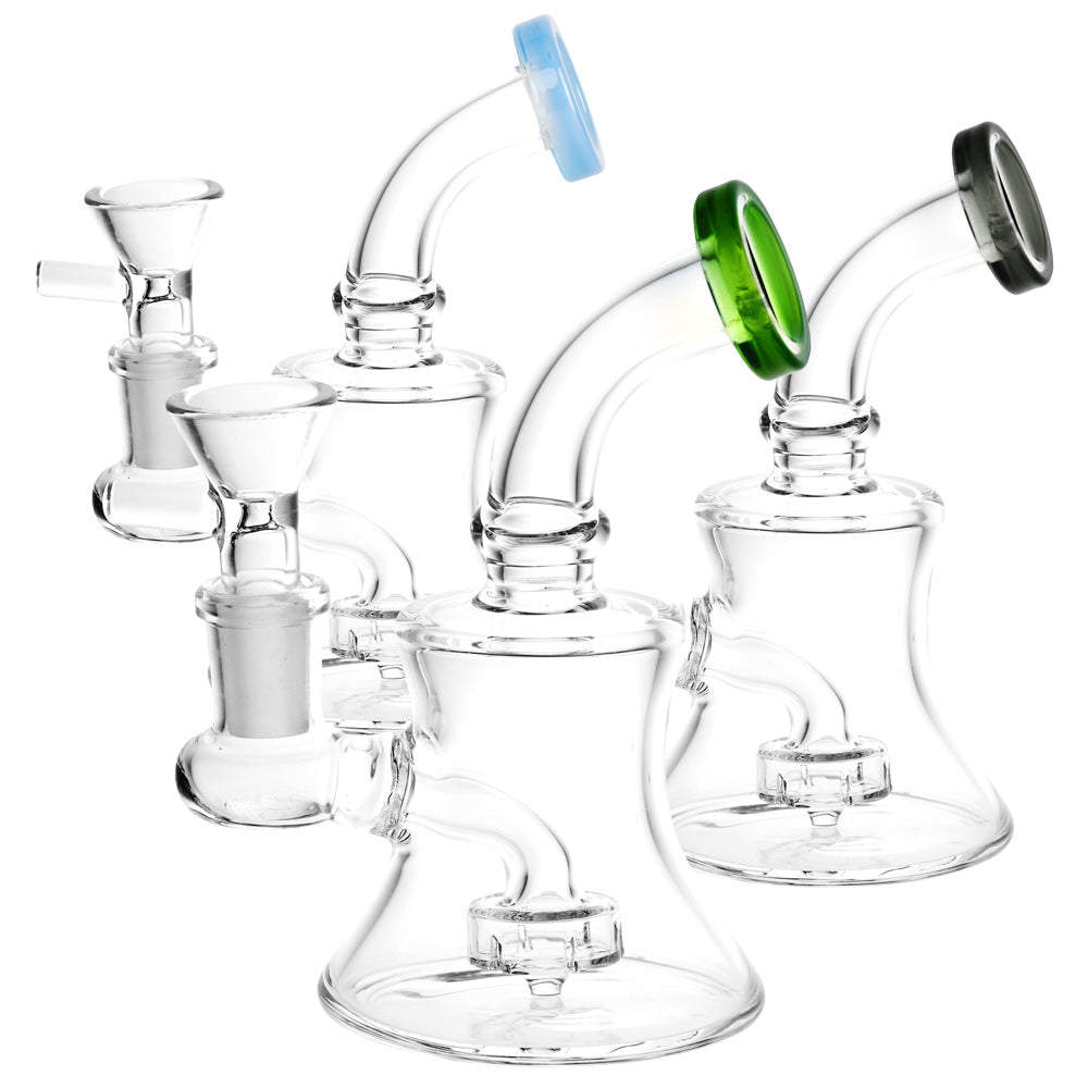 Bent Neck Bell Mini Water Pipe - 5"/14mm F/Colors Vary - Smoke N’ Poke