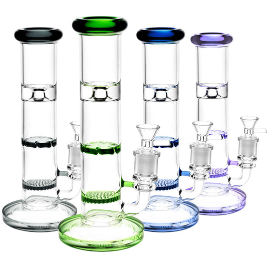 Honeycomb & Turbine Perc Water Pipe - 9"/14mm F/Colors Vary - Smoke N’ Poke