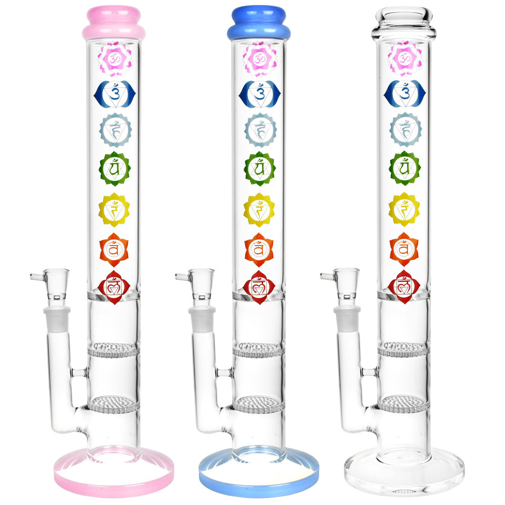 Chakra Straight Tube Water Pipe - 17" / 19mm F / Colors Vary - Smoke N’ Poke