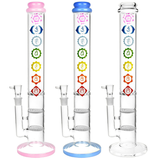 Chakra Straight Tube Water Pipe - 17" / 19mm F / Colors Vary - Smoke N’ Poke